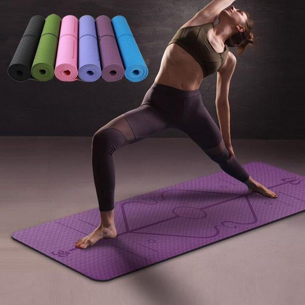 Non-Slip TPE Yoga Mat | Alignment Guide